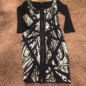 Bebe Black and White Abstract Dress